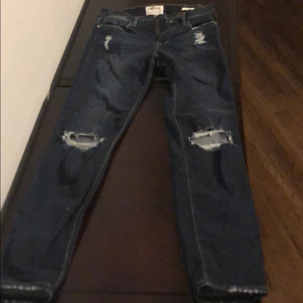 Frame Le High Skinny Distressed Jeans